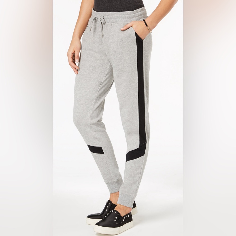 Material Girl Gray Colorblock Striped Sweatpants Size Medium NWOT
